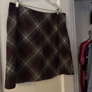 Plaid A-Line Skirt - Purple and White